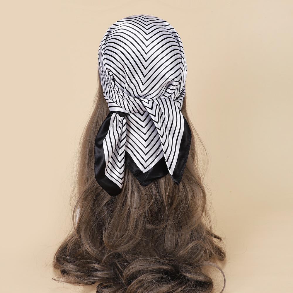 Атласный маленький квадратный шарф 60 см шелковый шарф полосатый шарф с принтом декоративная повязка на голову модный женский шелковый шарф