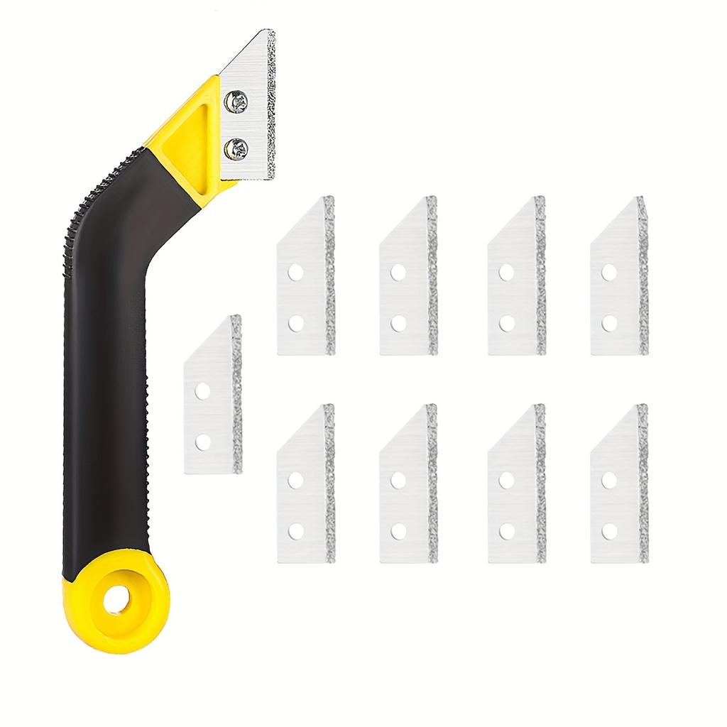 Пила для затирки швов плитки Инструмент для удаления затирки, ручная пила для затирки швов угловой конструкции с 10 алмазными лезвиями для чистки плитки, удаления краски