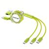 USB Type-A Type-C Совместимо с 5-в-1 многофункциональным кабелем для зарядки, Type C, кабелем Lightning Micro Android, 3 устройствами одновременно, 3-в-1, сворачивающимся в рулон, 1 м