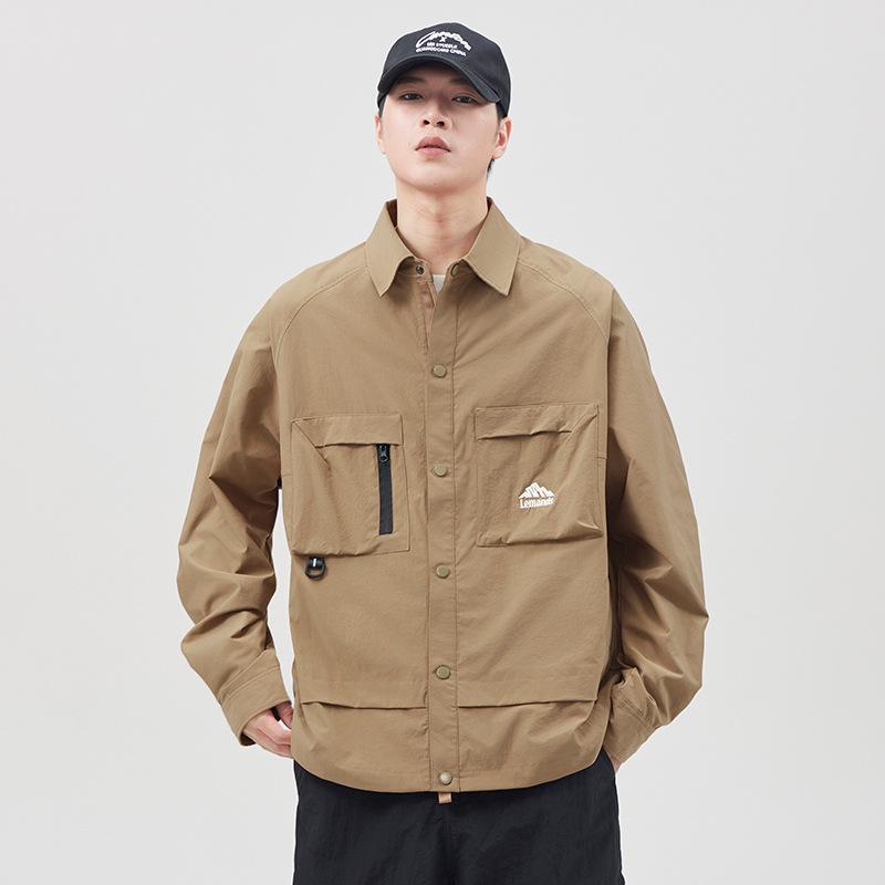Lapel Jacket Jacket Men'S Season Khaki Sports Casual Top Mountain Functional Wind Tooling Jacket
