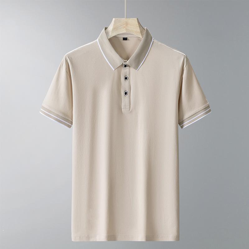 2024 Мужская рубашка поло с коротким рукавом из ледяного шелка, футболка из чистого хлопка с лацканами 3A