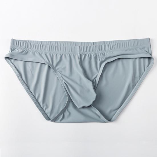 Men Briefs Low Waist U-Convex Wrap Bag Panties Solid Color Ice Silk Smooth Seamless Sexy Underwear Daily Wear