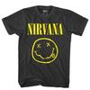 Футболка Nirvana с большим логотипом и классическим смайликом 90-х Гранж Рок Винтажная Черная Унисекс Оверсайз Черные Оверсайз Футболки для Женщин и Мужчин