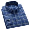 100% Cotton Flannel Men Leisure Shirts Business Long Sleeve Spring Autumn Casual Male Plaid Shirt with Pocket Regular Fit
