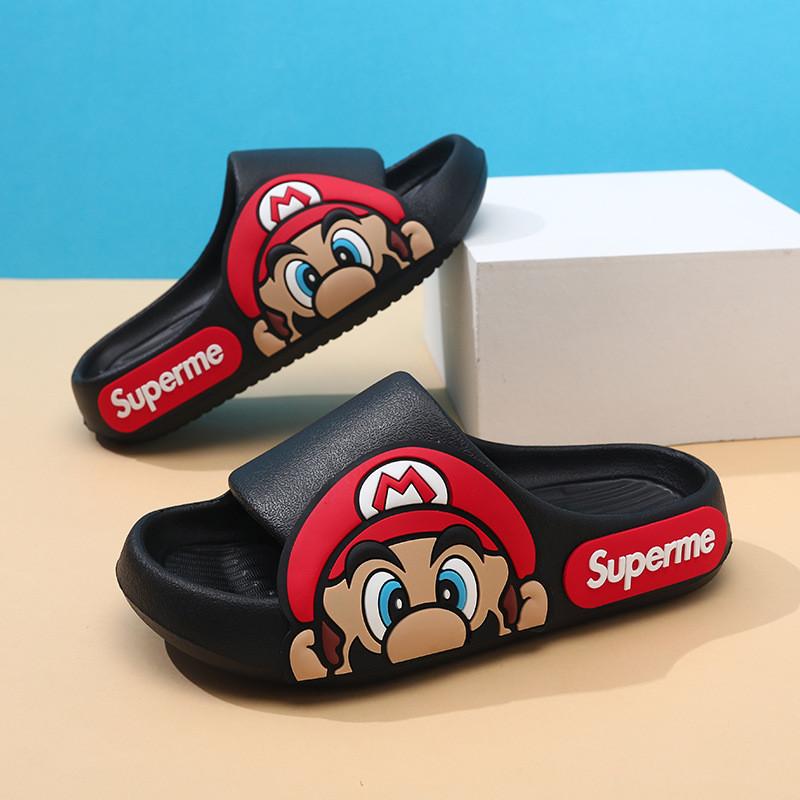 Детские шлепанцы-сандалии в стиле мультфильма Марио, мягкие, из ЭВА, нескользящие, летняя обувь для мальчиков