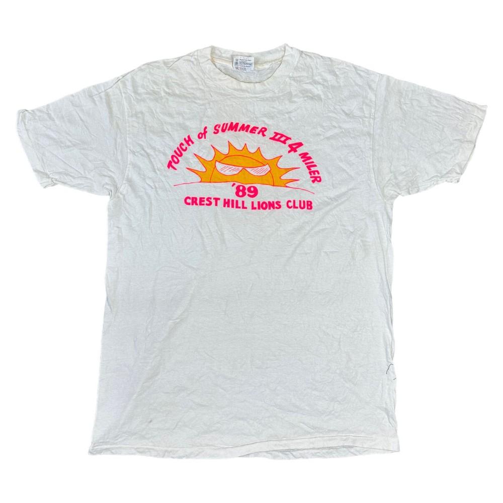 Vintage Hanes Single Stitch T-shirt Graphic Print USA 1989 White Mens