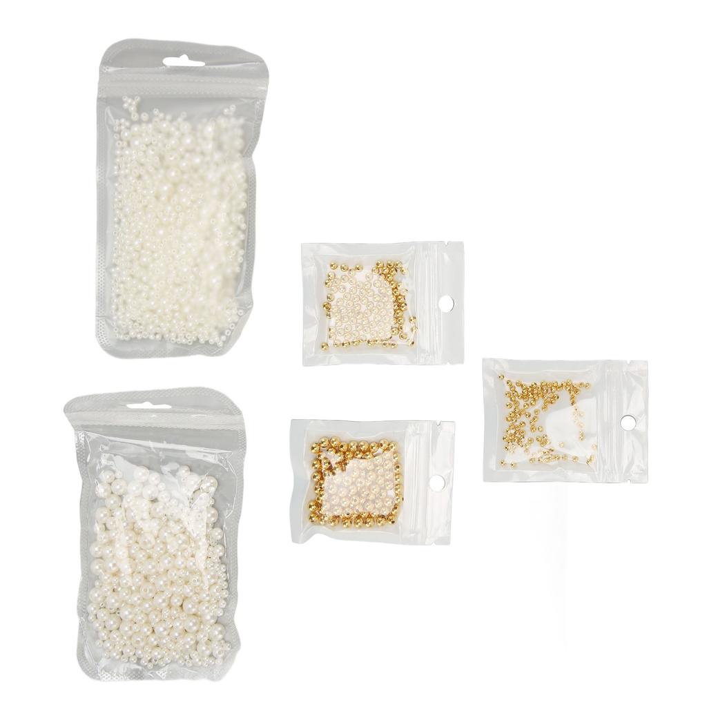 5 Packs Round Spacer Beads Pearl Golden Style Smoothing Light Widely Used Bracelet Beads for Jewelry Craft DIY