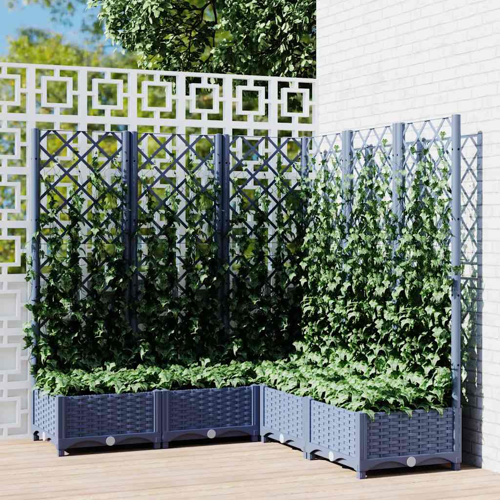 Planter with Trellis Blue Grey 120 x 120 x 121.5 cm PP