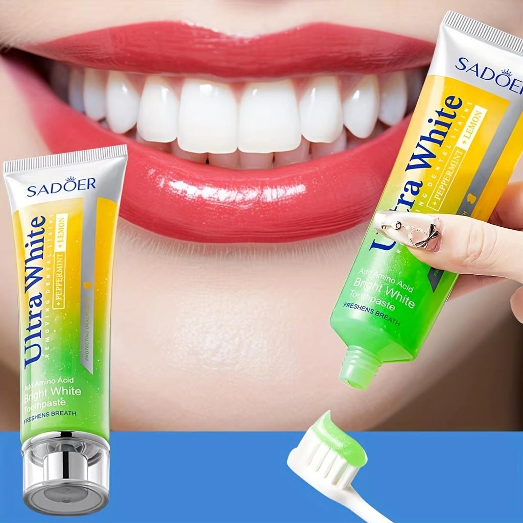 Отбеливающая зубная паста Лимон и мята Очищение зубов, Мятно-лимонная отбеливающая зубная паста Свежее дыхание 100г