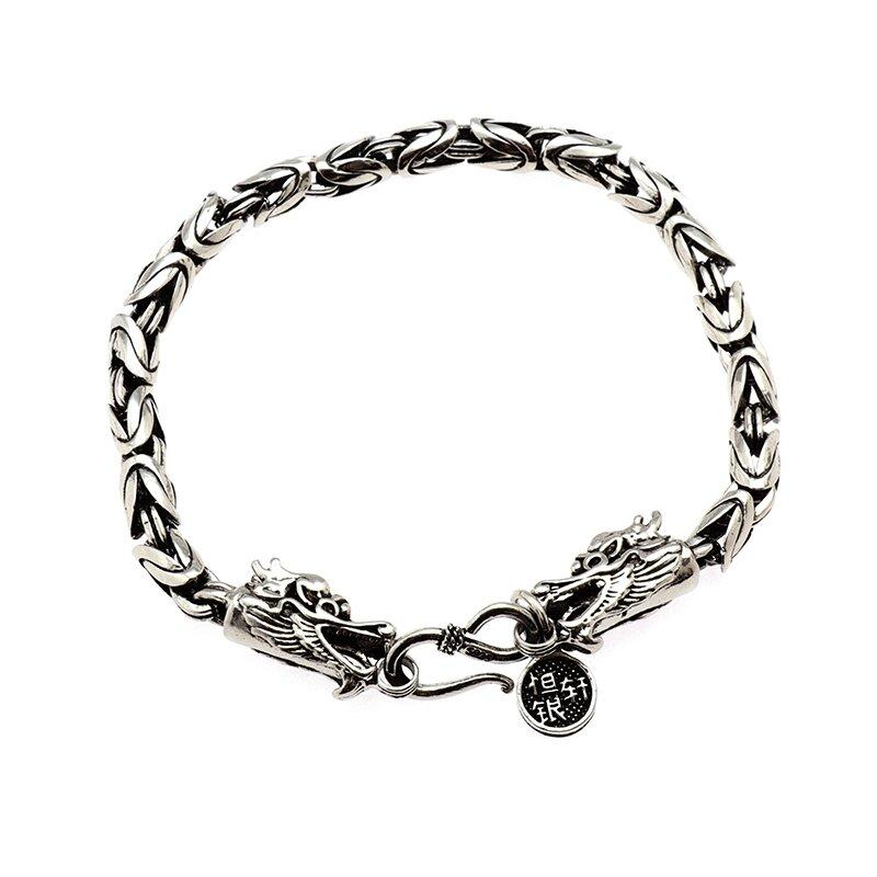 Этнический Панк Серебристый Металлический Браслет Дракон Мужской Браслет Мотоцикл Рок-Райдер Украшение Подарок