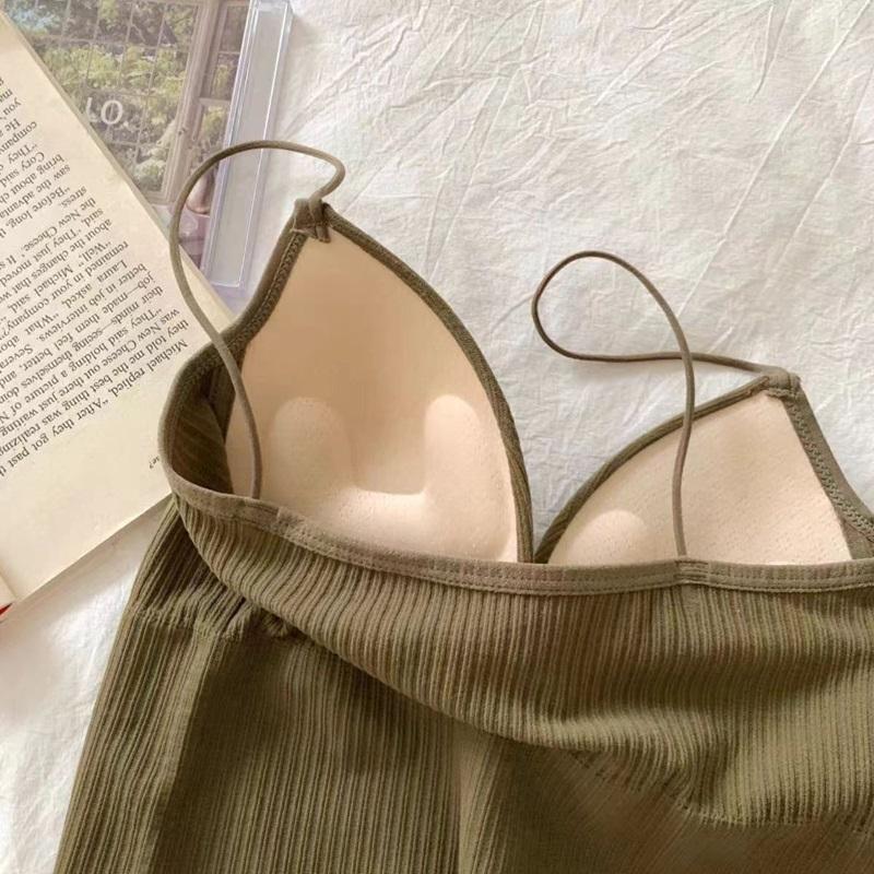 Spring and Summer Products Small Halter Vest With One Piece Fixed Cup Chest Binding Outside Wear Soled Strapless