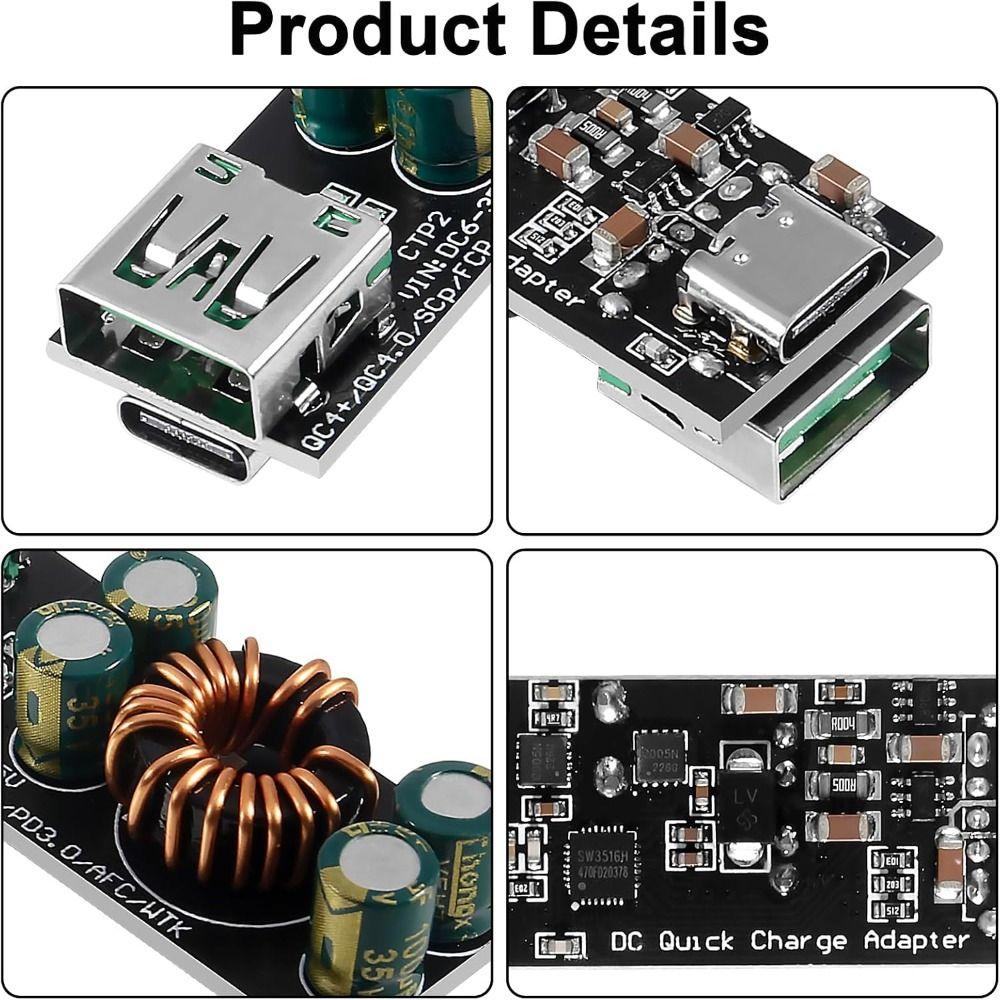 60W 6-35V Fast Charging Module USB Type C Quick Charge Adapter Step-Down Power Module  Mobile Phone