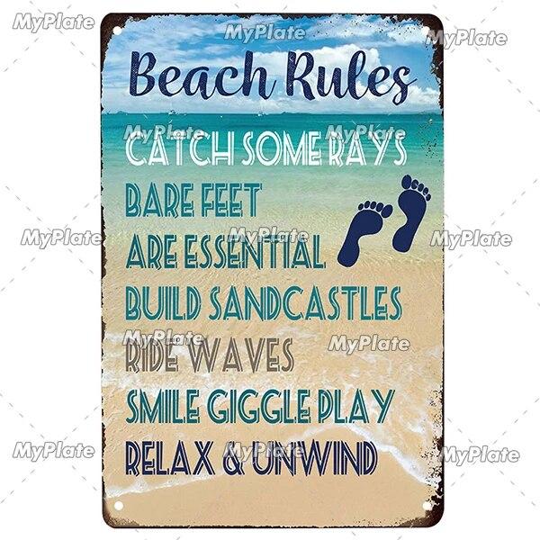 [MyPlate] Beach Metal Sign Vintage Plaque Tin Sign Plate Wall Decor For Bar Club Man Cave Art Painting Poster Gift