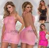 Lingerie Sexy  Erotic Babydoll Dress Perforate Underwear Translucent Off Shoulder Teddies Nightgown Costumes Doll Barbie Pink