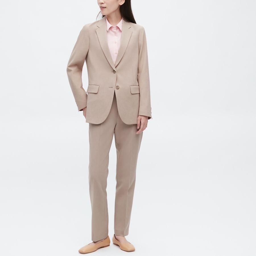 Uniqlo Однотонный однобортный женский блейзер с длинным рукавом Темно-бежевый 445167-32