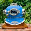 Blue Diving Helmet Coated Diving Helmet Deep Sea Scuba Divers Diving Helmet Maritime Deep Sea Helmet Collectible Oceanic Helmet