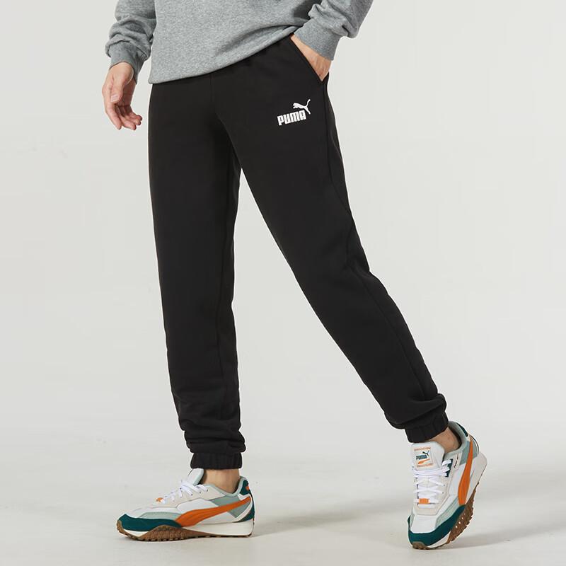 Puma Однотонные теплые трикотажные спортивные брюки с флисовой подкладкой и завязками, мужские брюки черного цвета 678450-01