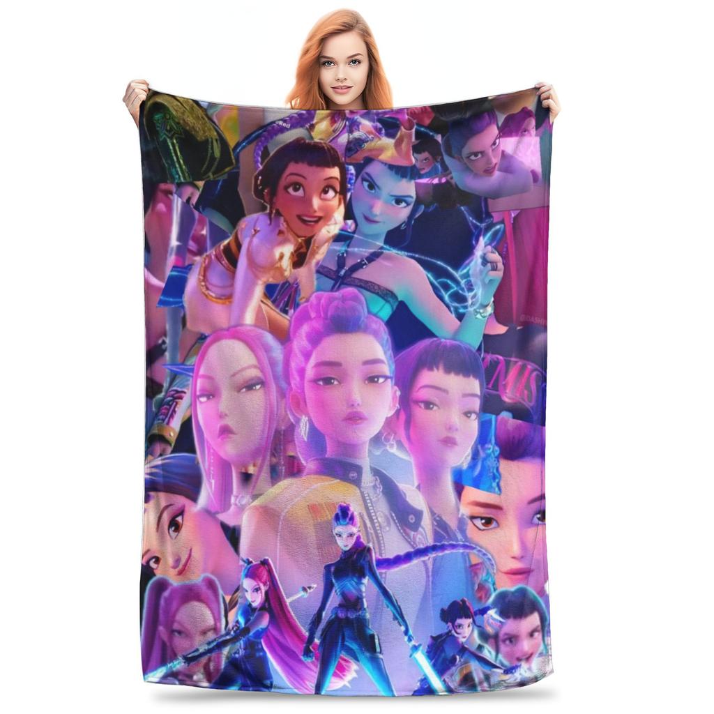 Kpop Охотники на демонов Huntrix Одеяло Супермягкое Эстетичное Плюшевое Одеяло-Плед Для Студентов Диван Кровать Фланелевое Покрывало Покрывало