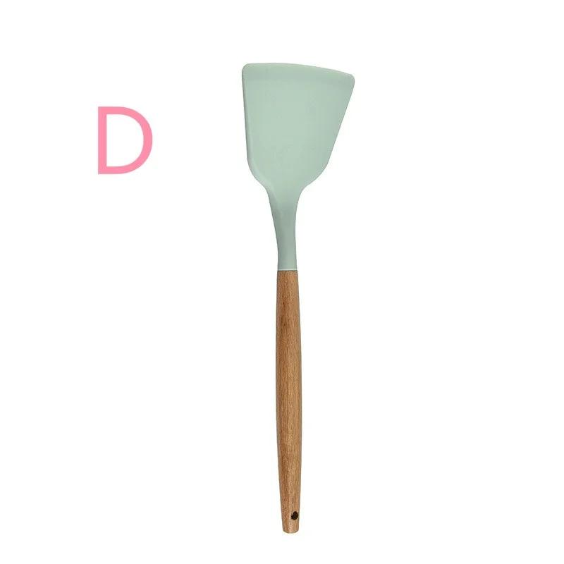 Набор кухонных принадлежностей из силикона с деревянной ручкой, набор кухонных принадлежностей из 12 предметов с антипригарной лопаткой и ложкой