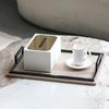 Light Luxury Style Rectangular Metal Leather Tray Ornaments Model Room Hotel Living Room Kitchen Portable Dinner Plate Decorations
