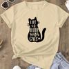 Fashion Women Cat's Slogan Print T Shirt Funny Casual O-neck Short Sleeves T-shirt Summer Female Tee Shirt