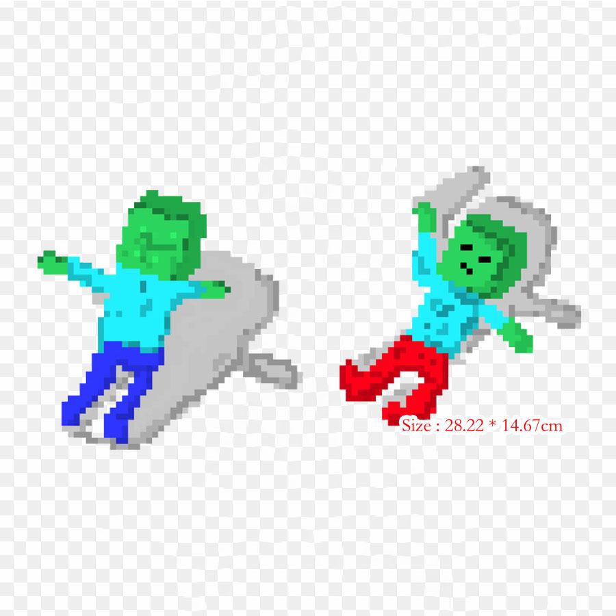 Cartoon Pixel Art Iron On Heat Transfer Printing Vinyl Patches Sticker for Clothes DIY Appliques Washable Patches