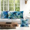 4Pcs Modern Abstract Blue Leaf Watercolor Print Single-Sided Cushion Cover For Living Room Bedroom Car Home Decor