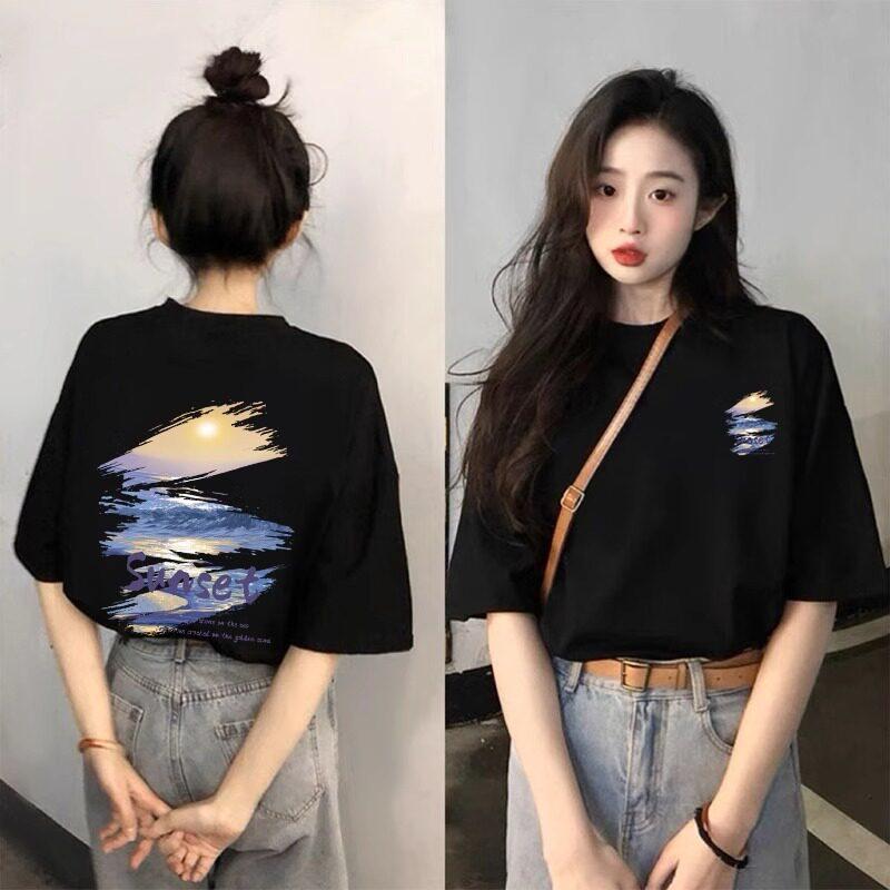 American Retro Loose Cotton Printed Unisexs and Womens Personalized Short Sleeved New Fashionable Casual Round Neck Tshirt