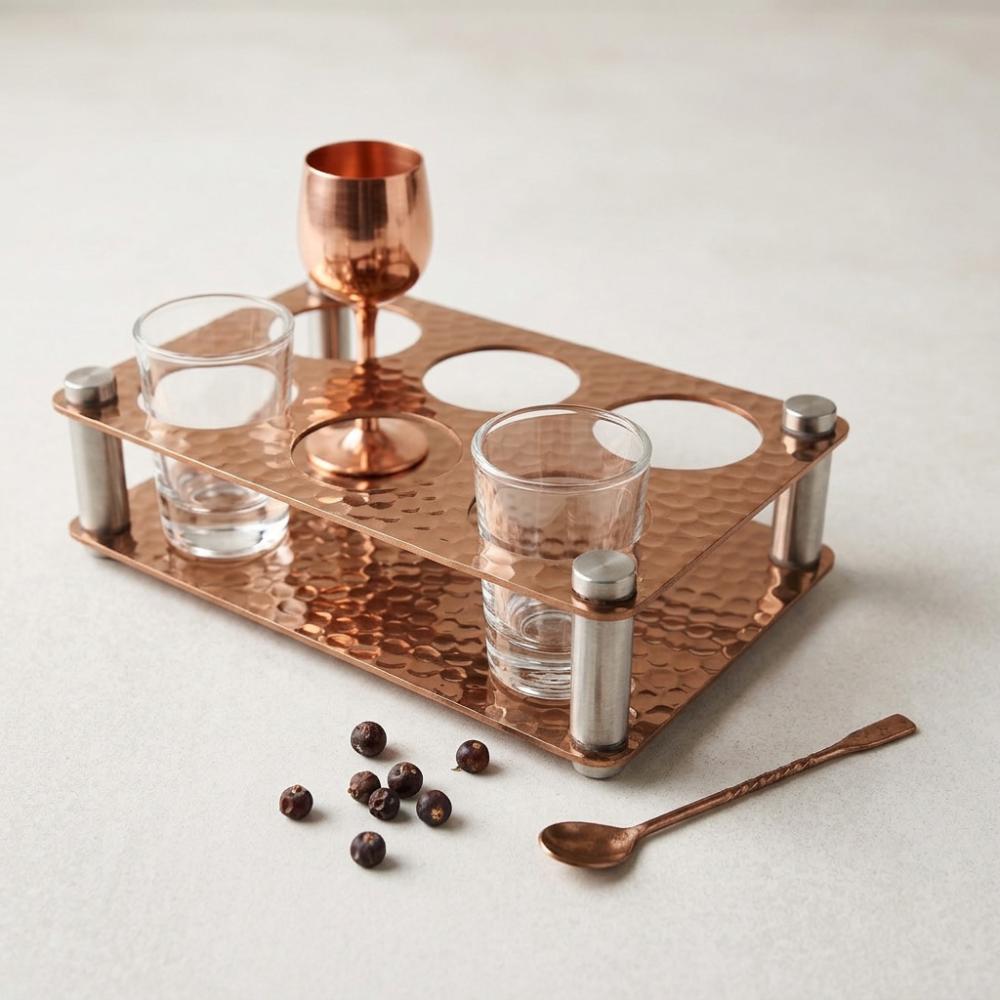 Stainless Steel Serving Display Tray 6 Holes Glass Cup Rack Practical Wine Glass Tray  Party
