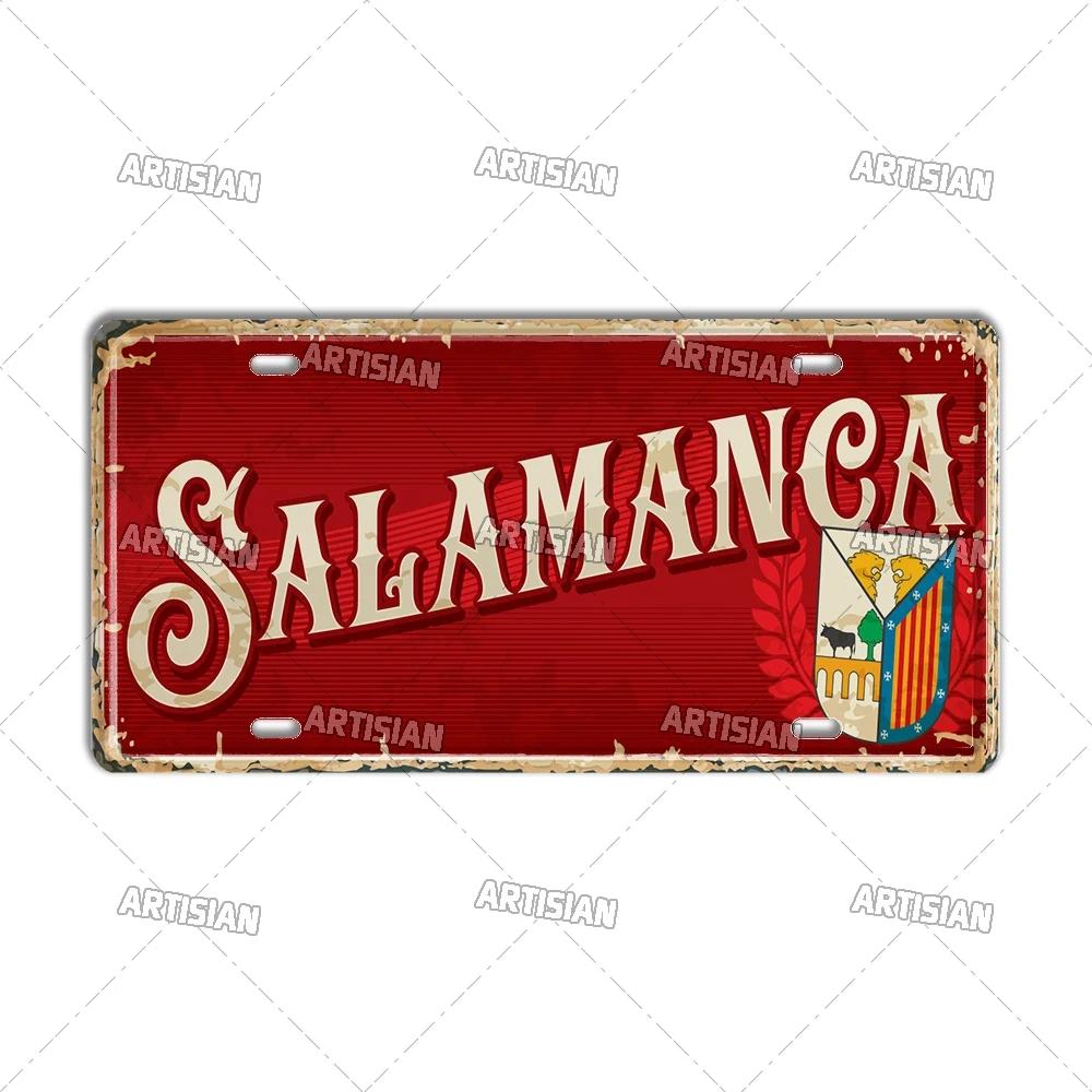 Artisan SPAIN License Plate Metal Sign City Landmark Wall Decor Decorative Vehicle Plate for Bar Pub Club Hotel Cafe Wall Art