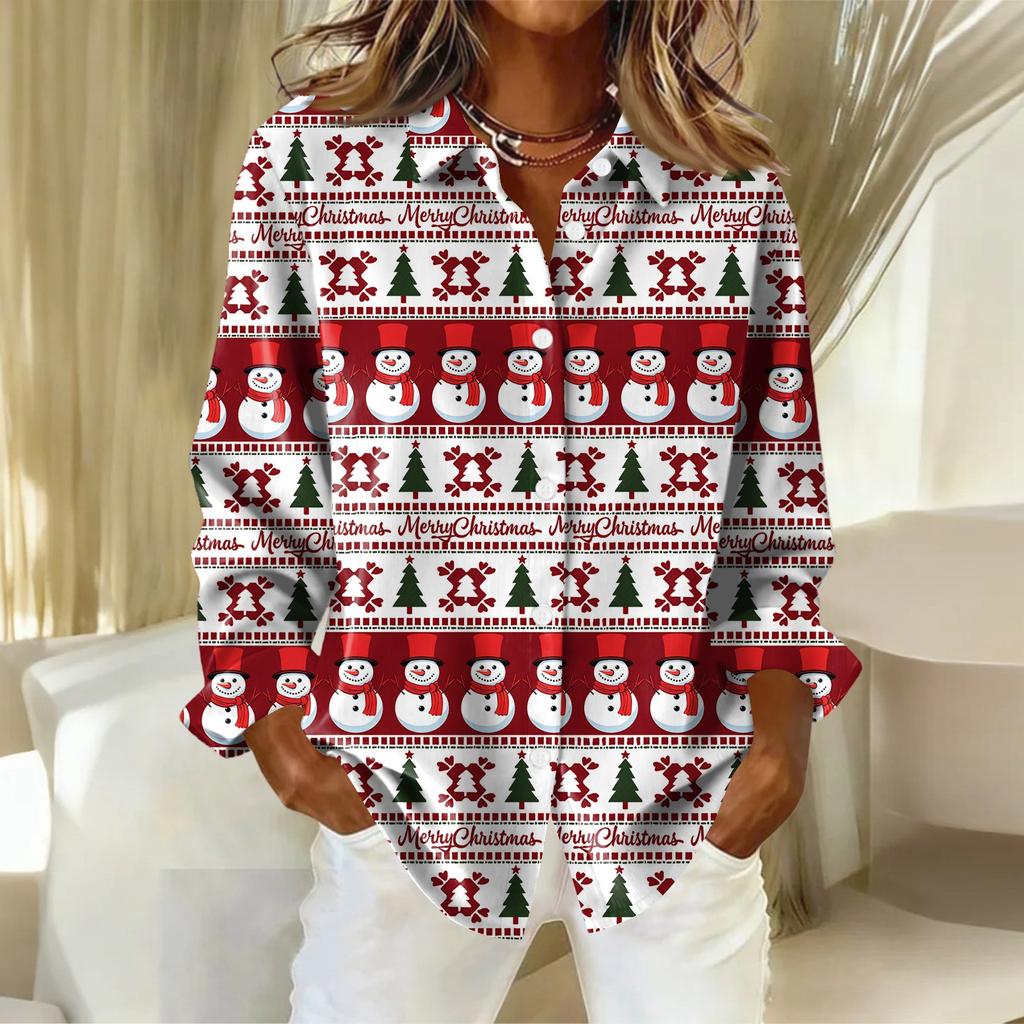 Women's Shirt With Floral Print Buttons, Long Sleeved Casual Regular Shirt Blouses Casual Plus Size Basic Tops