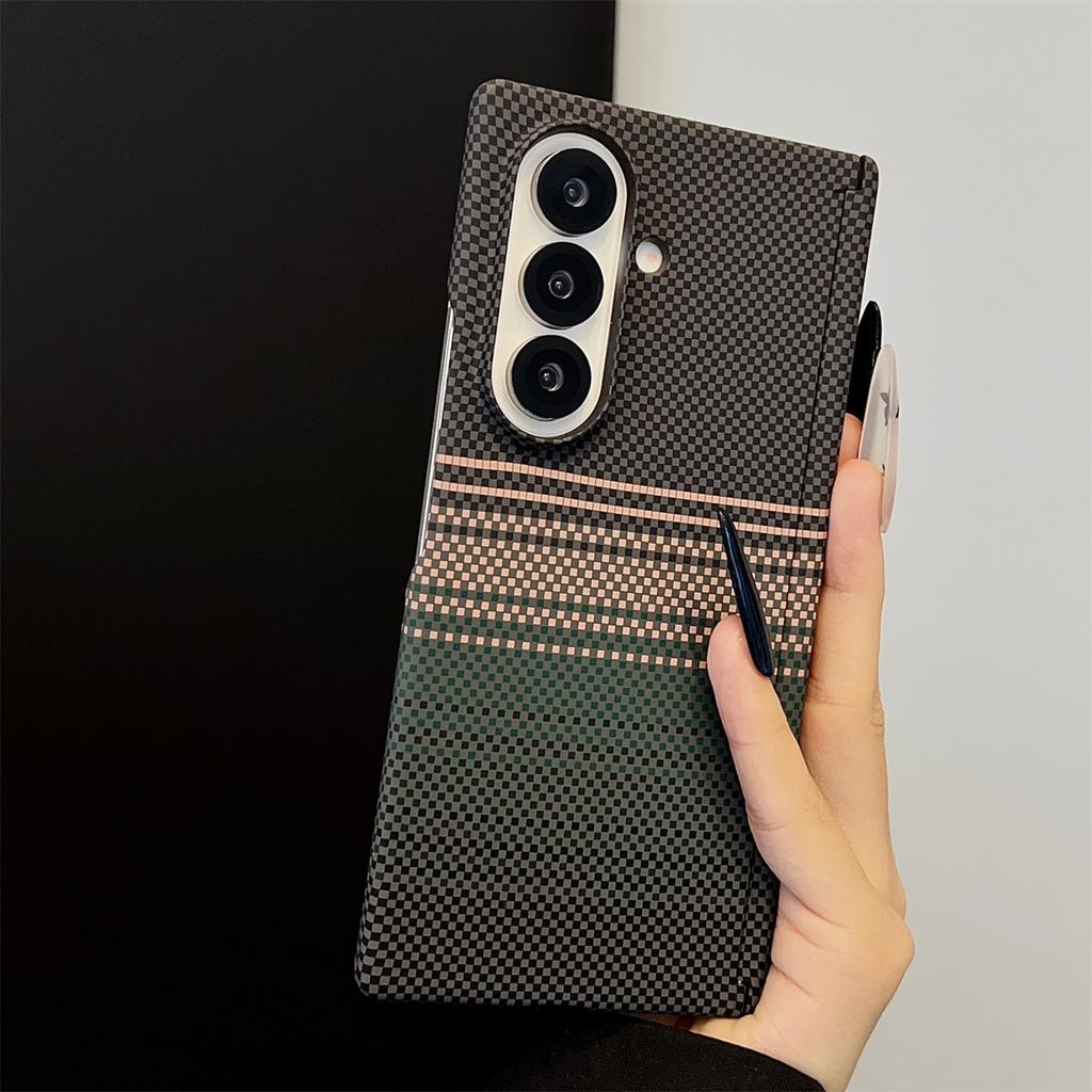 Kevlar Pattern Carbon Fiber MagSafe Magnetic Phone Case for Samsung Galaxy Z Fold 7 Fold7 5G Hinge Protection Shockproof Cover