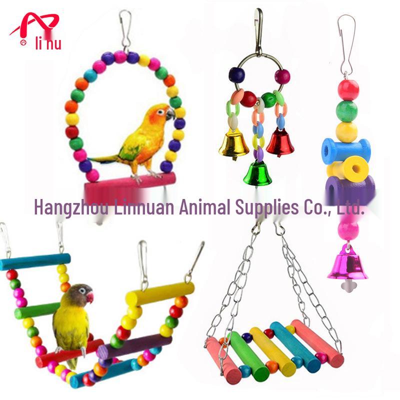 Parrot Cloud Ladder Swing & Perch: Bird Cage Accessories with Mirror, Bridge & Hanging Ring