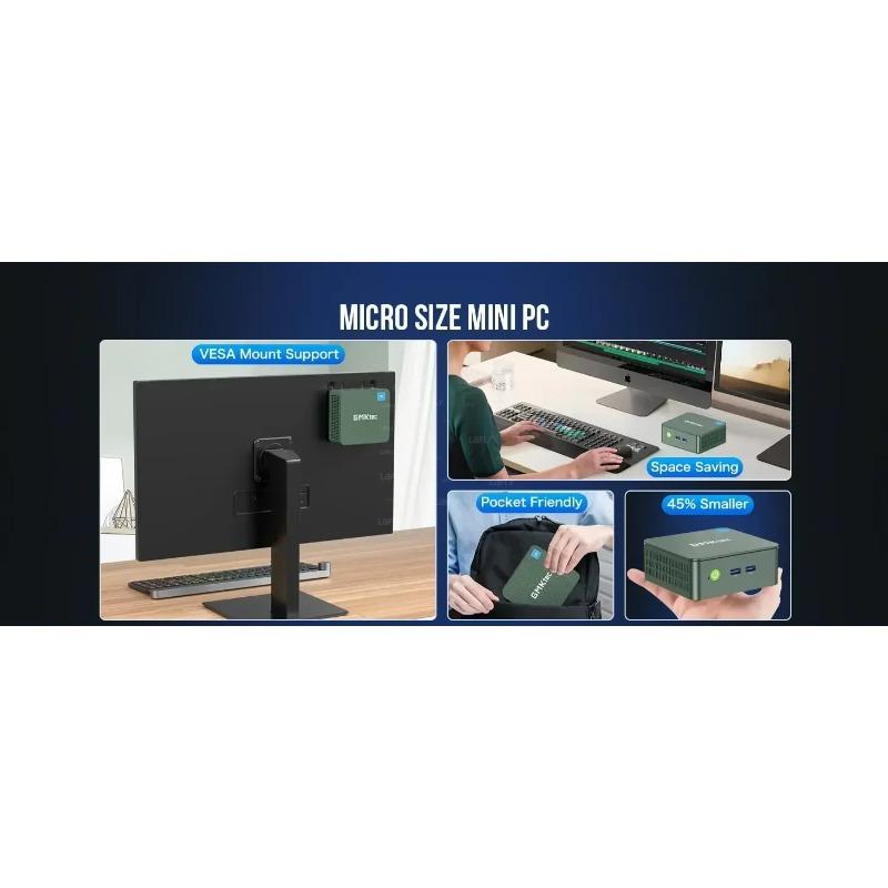 Мини-ПК GMKTec G3 plus N150 Barebone Windows 11 pro 8 ГБ DDR4 256 ГБ NVMe SSD WiFi 6 BT 5.2 Двойной экран Дисплей Офисный компьютер