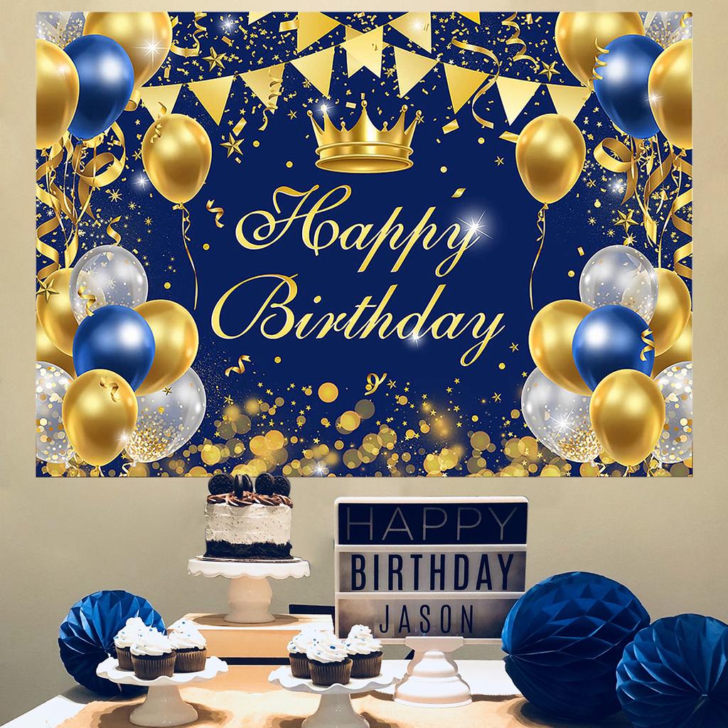 Синий Золотой День Рождения Фон Фон Королевский Король Корона С Днем Рождения Украшения Фон Дети Мальчик День Рождения Принадлежности