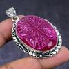 Kashmir Red Ruby Gemstone Handmade 925 Steling Silver Jewelry Pendant 2.17" O9k02