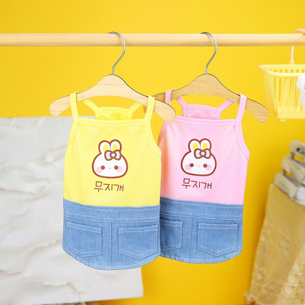 Весенне-летняя новая одежда для домашних животных, одежда для собак, весенне-летняя одежда для домашних животных, плюшевая юбка, джинсовая юбка с карманами, платье для собаки