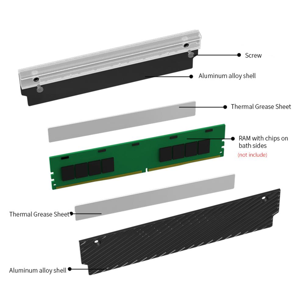 5V 3PIN ARGB DDR Heatsink Aura Sync PC Memory Cooling Vest with Thermal Silicone Pad for DDR2 DDR3 DDR4 DDR5 Desktop PC Memory