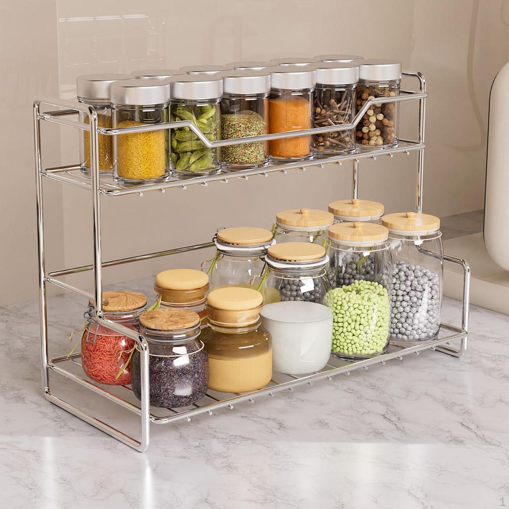 Kitchen Counter Shelf Countertop Organizer Stainless Steel 2 Tier Spice Rack Bathroom Storage