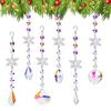 Crystal Decoration Pendant Acrylic 6Pieces Christmas Ornaments Crystal Ornament Winter Ricicle Drop Glitter Rainbow Car Pendants