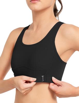 Yvette Sports Высокая регулируемая спинка Плюс 3XL Черный Женский бюстгальтер, Поддержка, Крючок, Влагоотводящий, Быстросохнущий, Цельная чашка, Беспроводной, Размер, Бег,