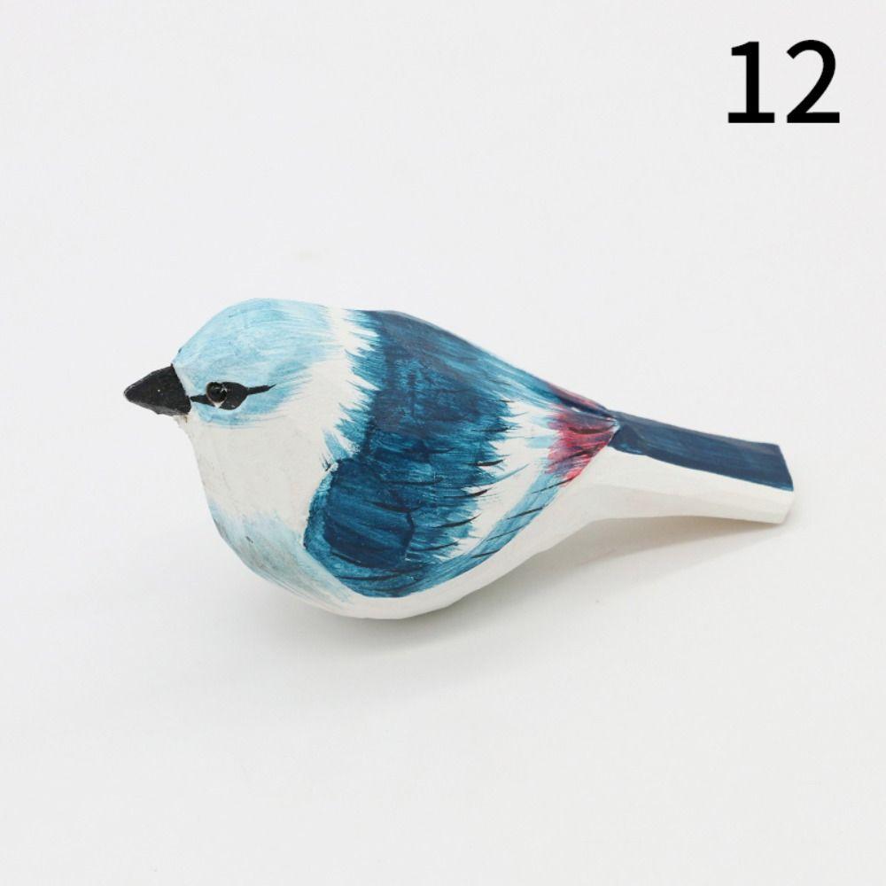 Handmade Small Bird Ornament Cute Wooden Bird Figurine Creative Wood Carving Bird Children's Toys