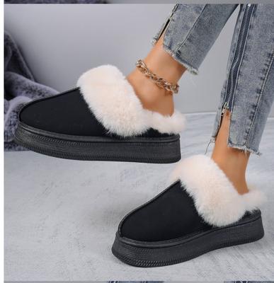 Модные пушистые меховые тапочки с толстой подошвой для женщин, утолщенные плюшевые теплые зимние туфли для женщин, для дома и улицы, нескользящие, уютные, пушистые тапочки