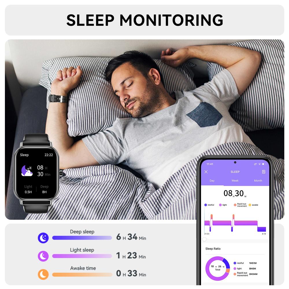 2025 Мужские и женские умные часы 1,85 дюйма со 100 спортивными режимами/напоминанием о сообщениях, водонепроницаемый фитнес-трекер IP67 для устройств Android iPhone