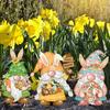 Easter Bunny Garden Stake Weatherproof Spring Yard Art Stake Festive Rabbit Egg Gnome Lawn Stake for Outdoor Planter Flower Bed Easter Decoration