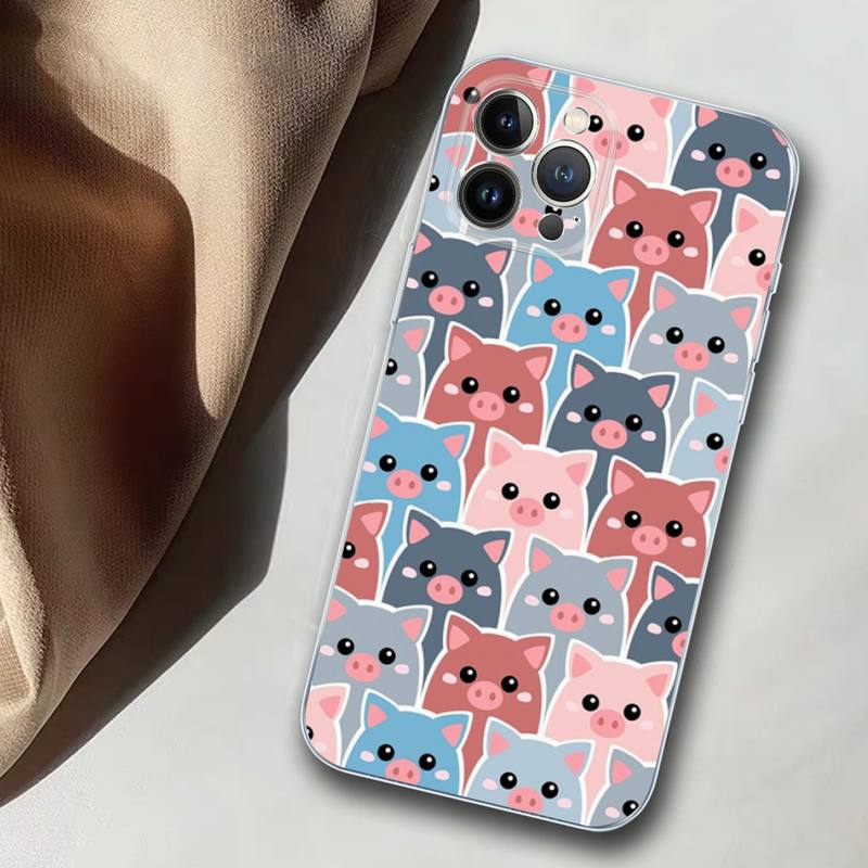 Cute Little Pet Pig Phone Case Silicone Soft for Iphone 14 13 12 11 Pro Mini XS MAX 8 7 6 Plus X XS XR Cover