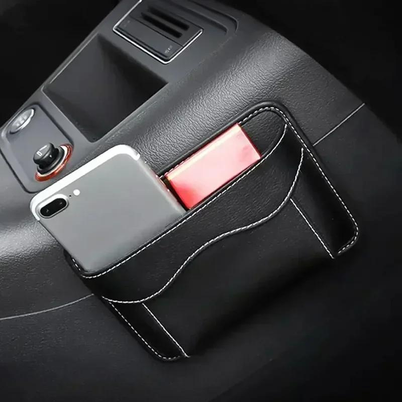 Car Seat Side Bag Organizer PU Leather Storage Bag Car Seat Gap Filler Organizer Pouch Cell Phone Sunglasses Holder for Car Seat