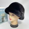 Женская зимняя шапка, роскошная норковая шапка, однотонная модная шапка-ведро-домо с мягкими полями, уличная ушанка, пушистая стильная шапка из натурального норкового меха