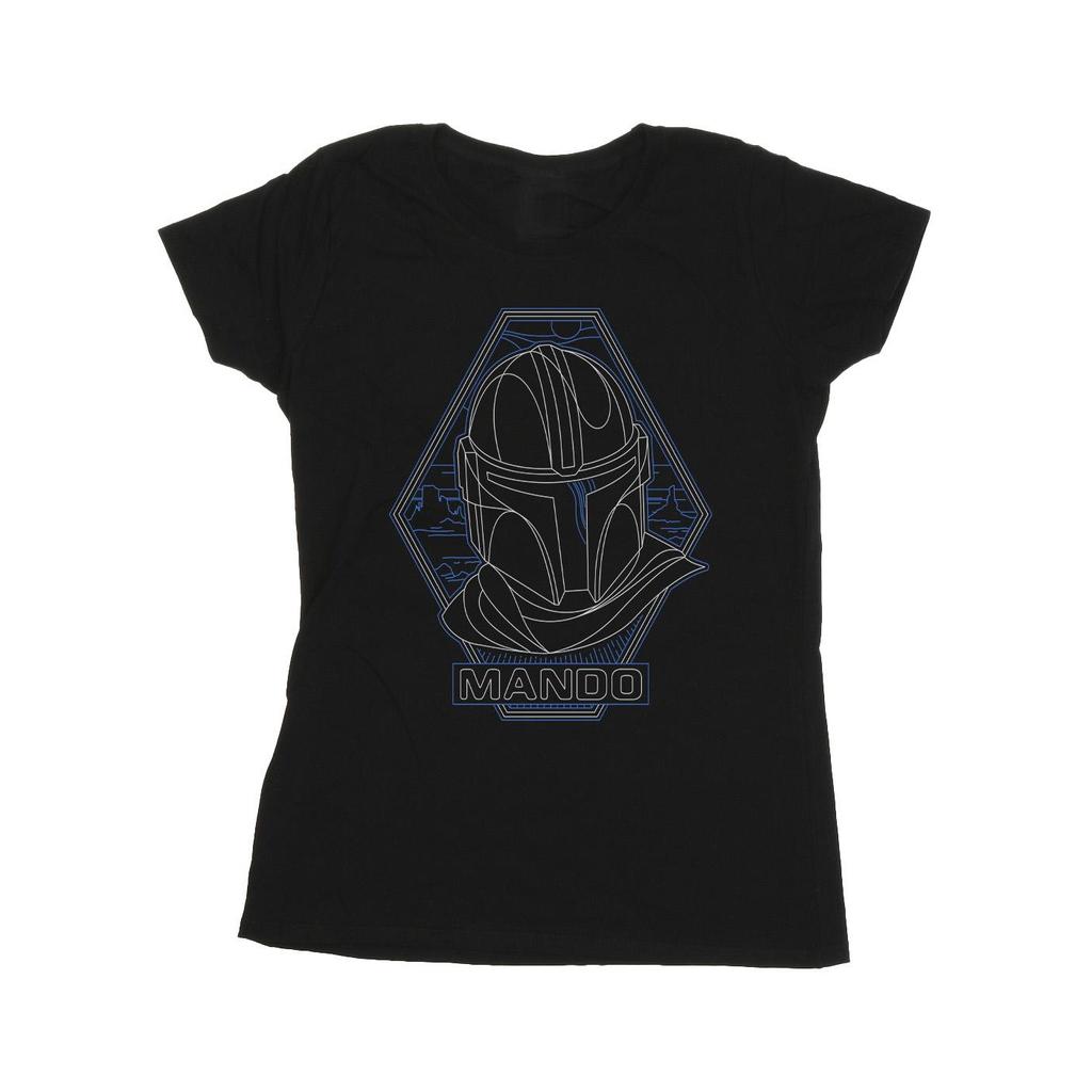Star Wars Womens/Ladies The Mandalorian Outline Helm Diamond Cotton T-Shirt