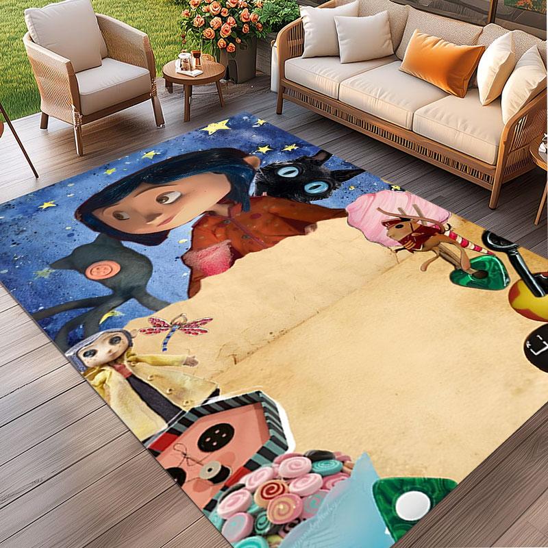 Coraline Print Rug, Washable Floor Carpet, For Entryway Dorm Laundry Room Office Study, Home Decor Birthday Christmas Gift